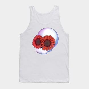 Skull with red flowers Tank Top